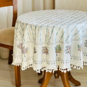 رومیزی گرد مخمل شانل ضد لک طرح گل‌ریز سنتی کد 514 فروشگاه اینترنتی ایل آنا