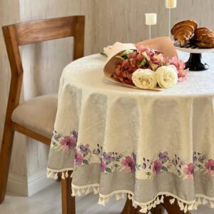 رومیزی گرد مخمل شانل ضد لک طرح گلدار کلاسیک کد 515 فروشگاه اینترنتی ایل آنا
