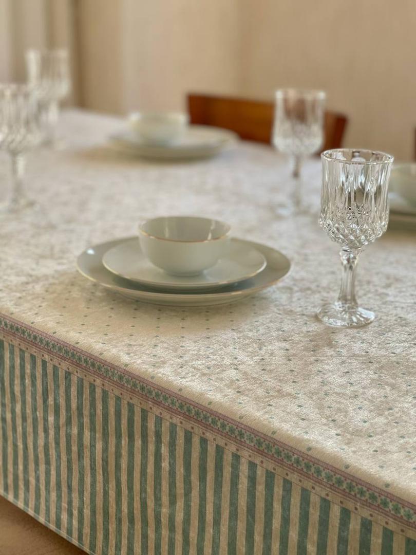 رومیزی مخمل شانل ضد لک طرح راهراه سبز آبی کد 520 2 رومیزی مخمل شانل ضد لک طرح راهراه سبز آبی کد 520 - Image 2