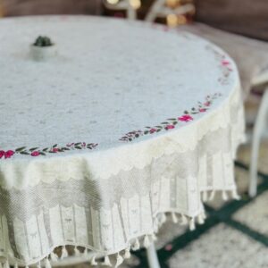 رومیزی گرد مخمل شانل ضد لک طرح گل آرا کد 625 فروشگاه اینترنتی ایل آنا