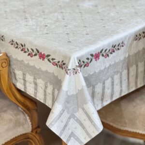 رومیزی مخمل شانل ضد لک طرح گل آرا کد 620