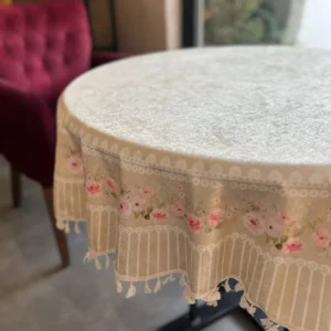 رومیزی گرد مخمل شانل ضد لک طرح صبح بهاری کد 636 فروشگاه اینترنتی ایل آنا